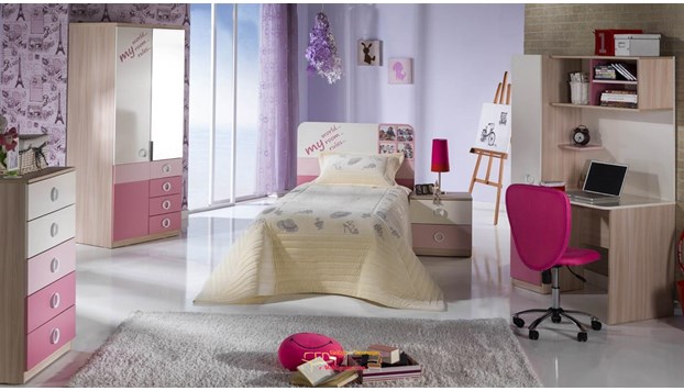 Bellona Portivo Genç Odası Pembe Takımı 2 Kapaklı Gardırop Modeli