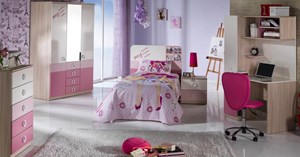 Bellona Portivo Genç Odası Pembe Takımı 3 Kapaklı Gardırop Modeli