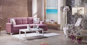 Bellona Tina Uzanmalı Köşe Takımı Modeli Toz Pembe Rengi