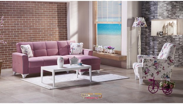 Bellona Tina Uzanmalı Köşe Takımı Modeli Toz Pembe Rengi