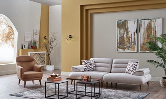 Mondi Forte Krem Üçlü Koltuklu Koltuk Takımı