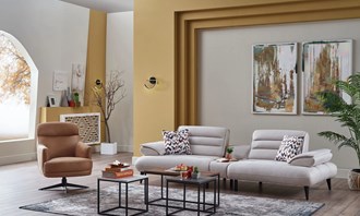Mondi Forte Krem Üçlü Koltuklu Sehpalı Koltuk Takımı